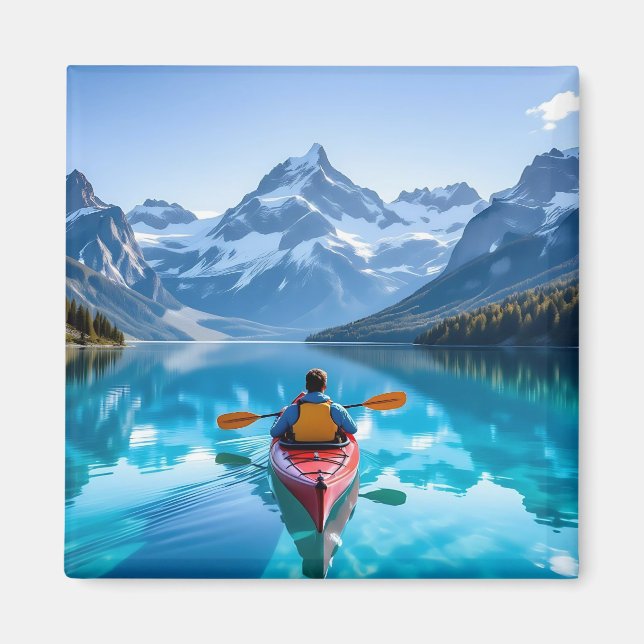 Imán Paseo en kayak en montañas (Frente)