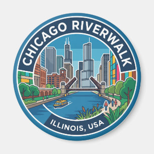 Imán Paseo fluvial de Chicago Illinois