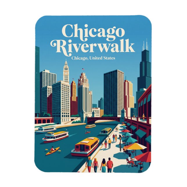 Imán Paseo junto al río Chicago Illinois (Vertical)