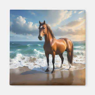Imán **"Paseo majestuoso: Orgulloso caballo marrón en l