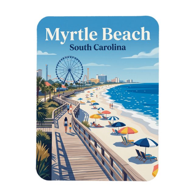 Imán Paseo marítimo de Myrtle Beach USA (Vertical)