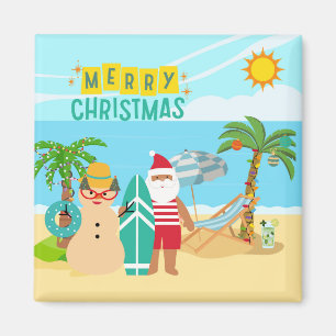 Imán Paseo Navideño de Santa Surfing