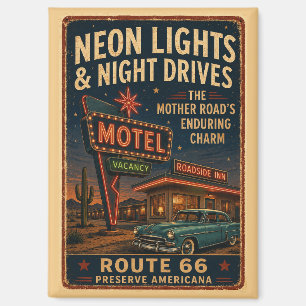 Imán Paseo Nocturno por el Motel Vintage Route 66 con N