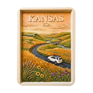 Imán Paseo por carretera de la pradera de Kansas Paisaj