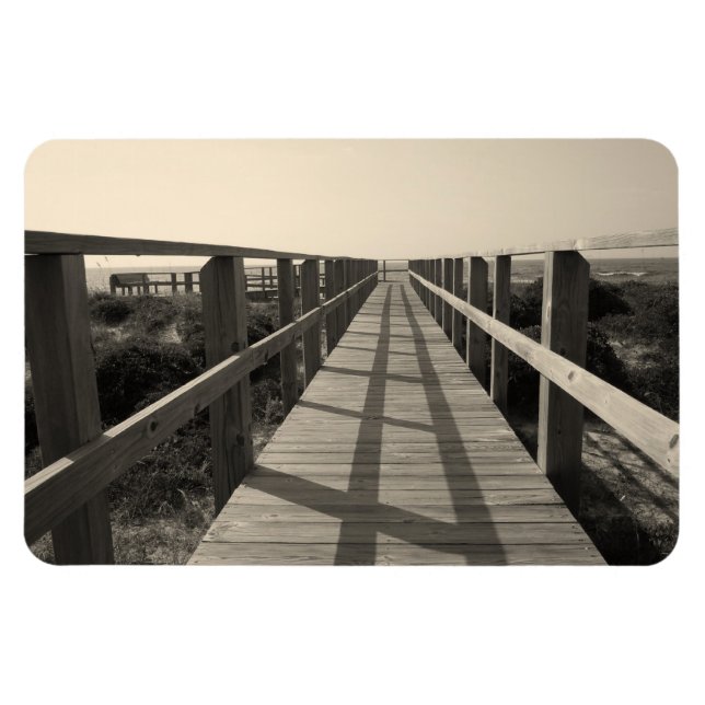 Imán Paseo por la playa en Sepia (Horizontal)