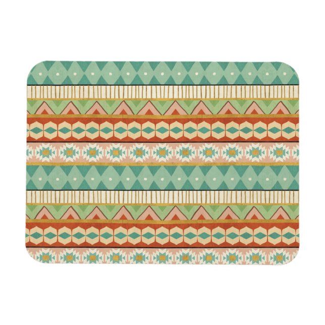 Imán Paso del suroeste de Geo | Patrón tribal acuarela (Horizontal)