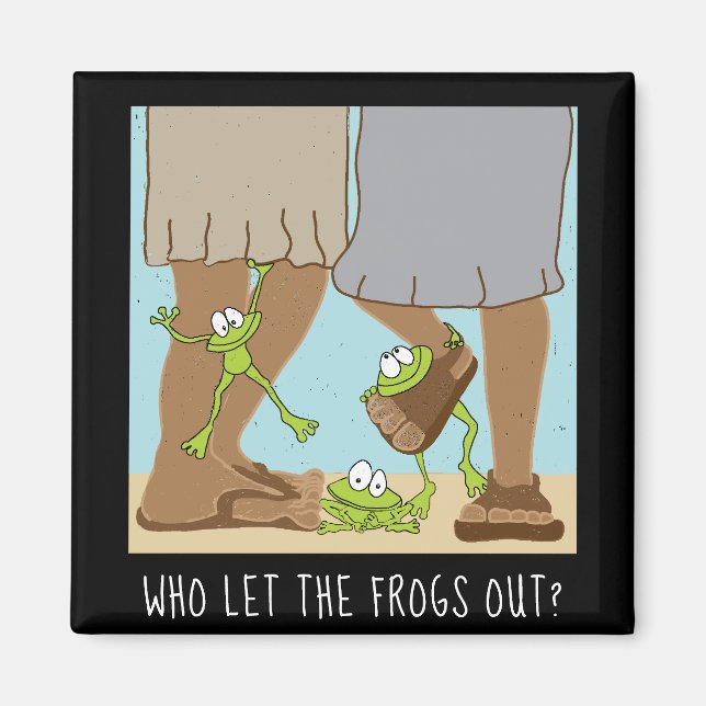 Imán Passover Square Magnet quien dejó salir a las rana (Frente)