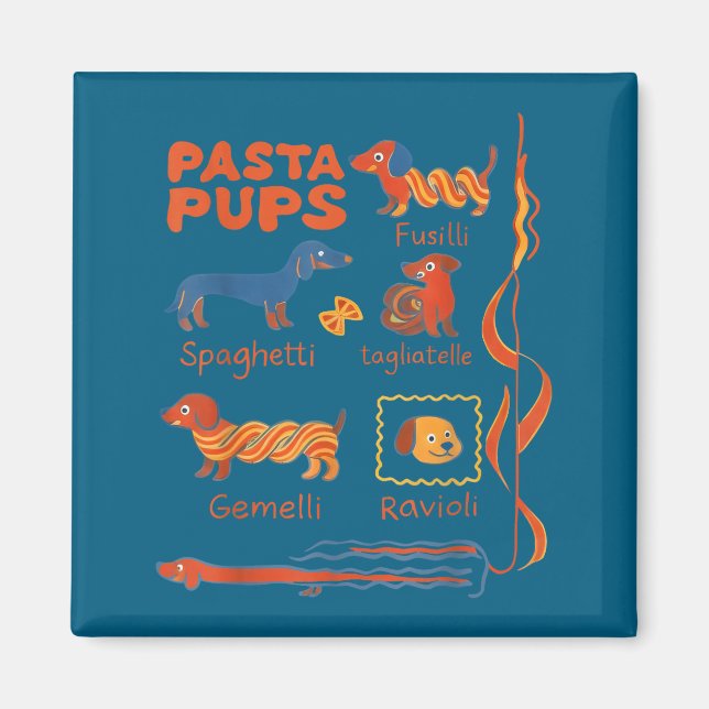 Imán Pasta P Dog Funny Dachshund Dog Pasta Foodie Dog S (Frente)