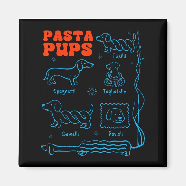 Imán Pasta P Funny Dachshund Wiener Dog Pasta Foodie Do (Frente)