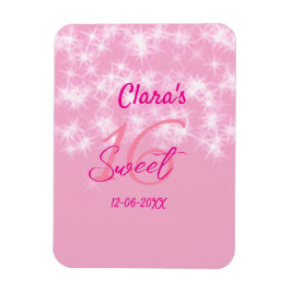 Imán Pastel bebé rosa dulce 16 cumpleaños agregar nombr
