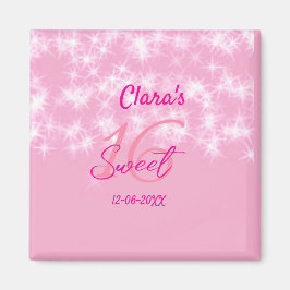 Imán Pastel bebé rosa dulce 16 cumpleaños agregar nombr