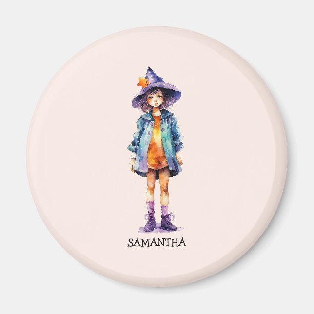 Imán Pastel Cute Witch Chica Halloween Estética (Frente)