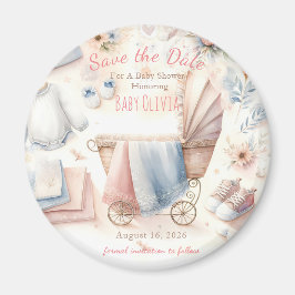 Imán Pastel de Baby Shower Save The Date
