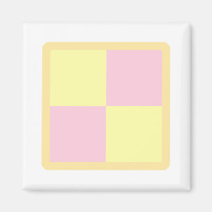 Imán Pastel de Battenburg. Rosa y Amarillo.