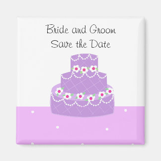 Imán Pastel de Boda Morado Guardar la Fecha