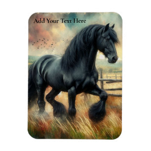 Imán Pastel de Caballo Negro Fresian Valla Rústica