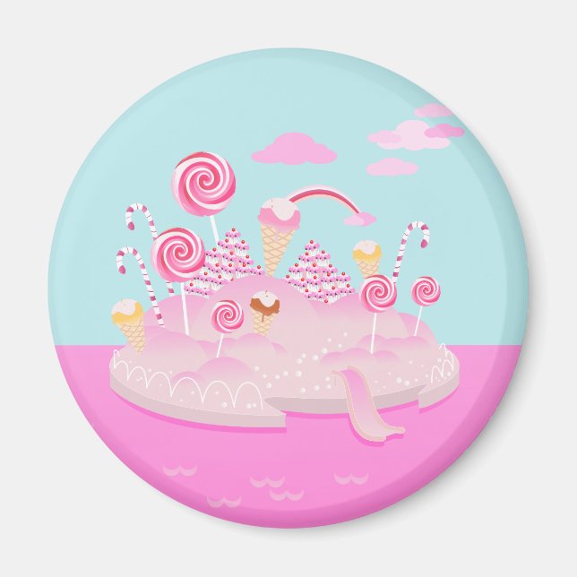 Imán Pastel de caramelo rosa para la fiesta de cumpleañ (Frente)