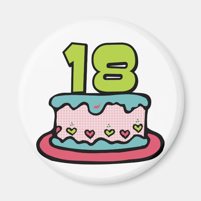 Imán Pastel de cumpleaños de 18 años (Frente)