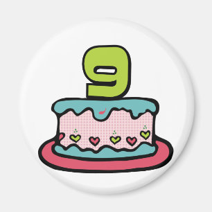 Imán Pastel de cumpleaños de 9 años