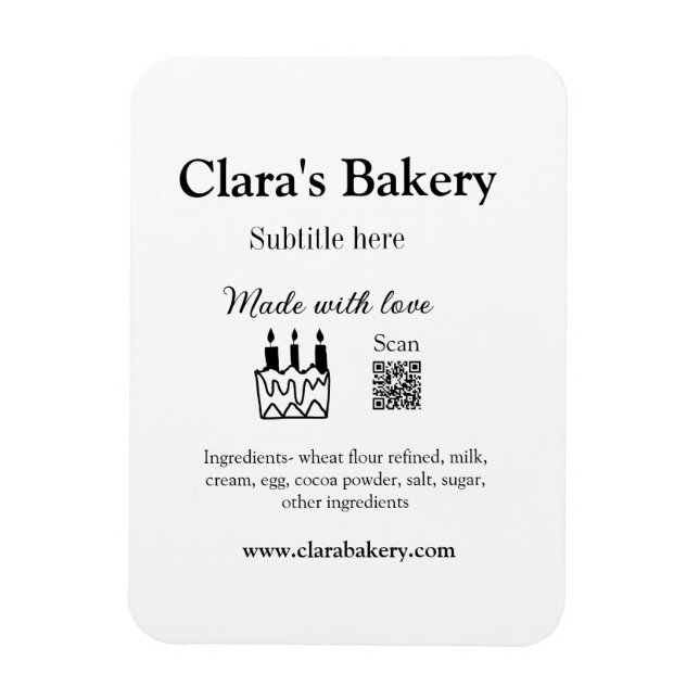 Imán Pastel de panadería agregar ingredientes hechos co (Vertical)