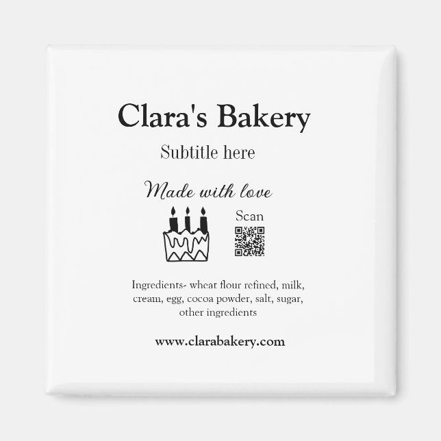 Imán Pastel de panadería agregar ingredientes hechos co (Frente)