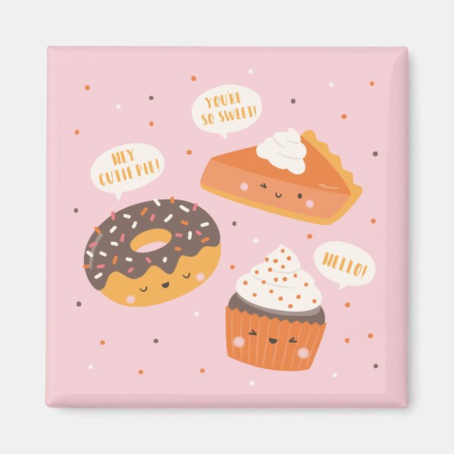 Imán Pastel de torta, torta y donut (Frente)