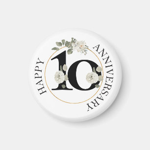 Imán Pastel Floral Feliz décimo aniversario