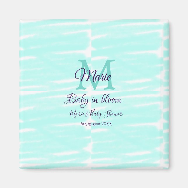 Imán Pastel green baby in bloom monogram baby shower te (Frente)
