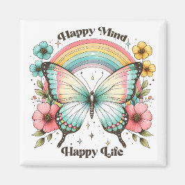 Imán Pastel Hippie "Happy Mind Happy Life"