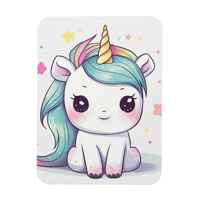 Imán Pastel Kawaii Unicorn Más Adorable (Vertical)