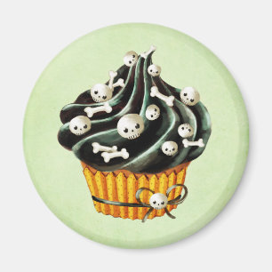 Imán Pastel negro de Halloween con cráneos pequeños
