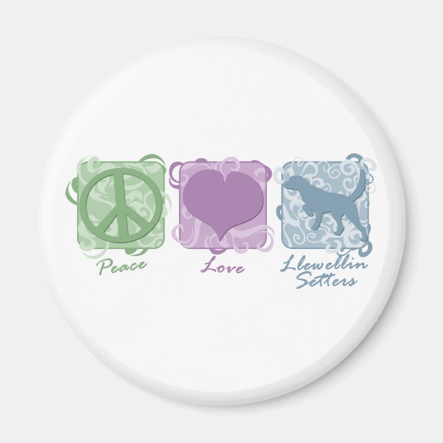 Imán Pastel Peace, Love and Llewellin Setters (Frente)