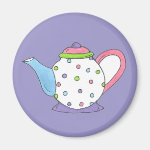 Imán Pastel Polka Dot Cerámica Tea Pot Teapot Magnet