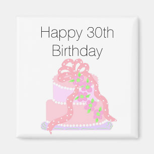 Imán Pastel rosa de 30 cumpleaños