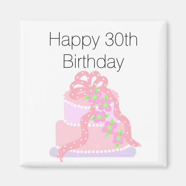Imán Pastel rosa de 30 cumpleaños (Frente)