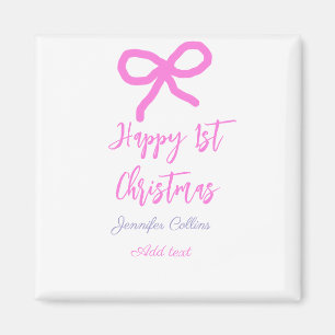 Imán Pastel rosa morado feliz primer Navidades doblar n