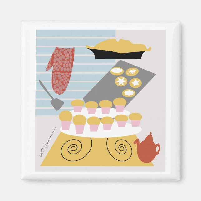 Imán Pasteles de arte panadero, tarta, galletas Magnet (Frente)