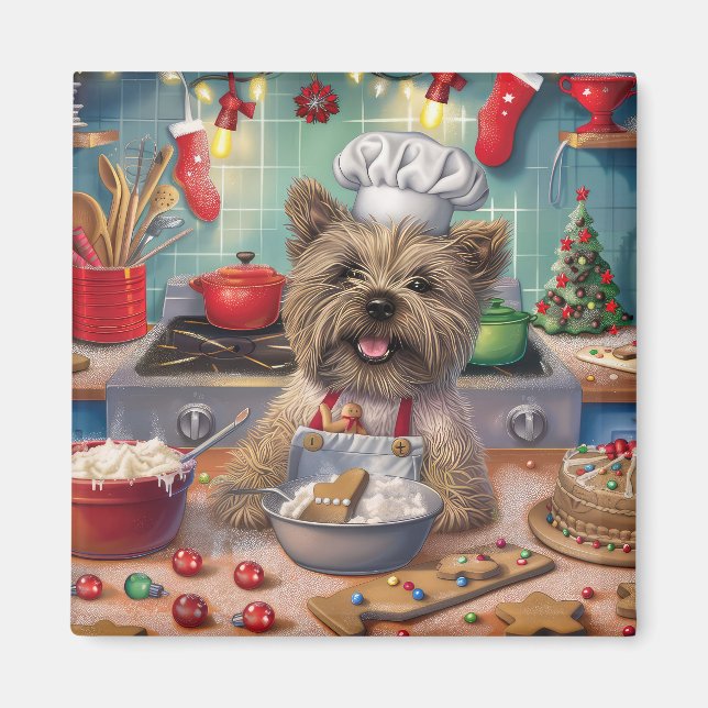 Imán Pastelitos Navideños con Cairn Terrier: Navidades  (Frente)