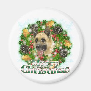 Imán Pastor alemán de las Felices Navidad
