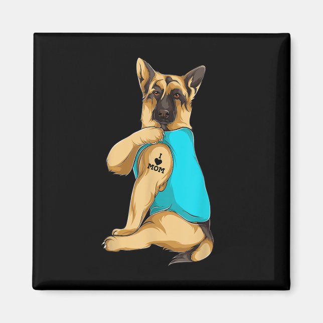Imán Pastor Alemán Me Encanta Mamá Tattoo Apparel Perro (Frente)