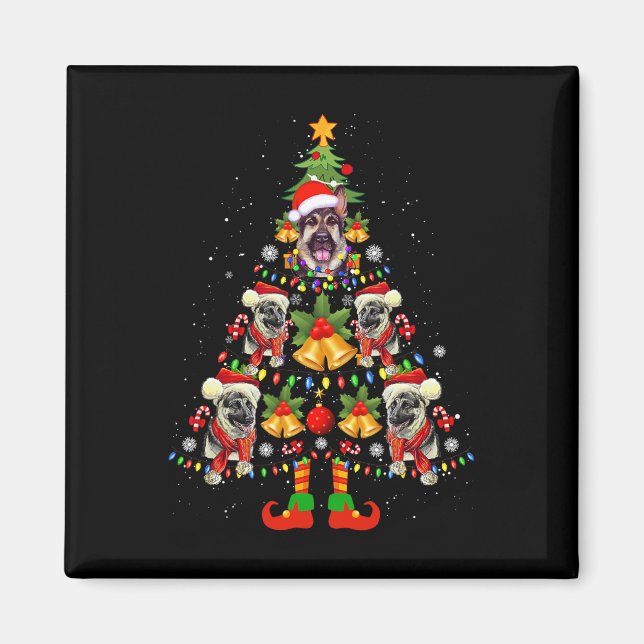 Imán Pastor alemán perro de Santa Hat navidad navidad (Frente)