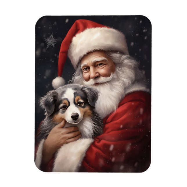 Imán Pastor australiano con Navidades de Santa Claus (Vertical)