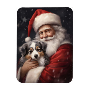 Imán Pastor Australiano con Santa Claus Navidad