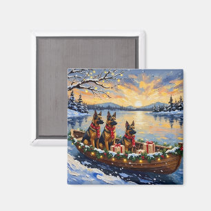 Imán Pastor Belga Tervuren Barco de Navidad Fiesta