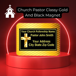 Imán Pastor De La Iglesia Clásico Oro Y Negro