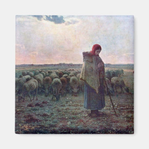 Imán Pastora con su rebaño, Jean-Francois Millet