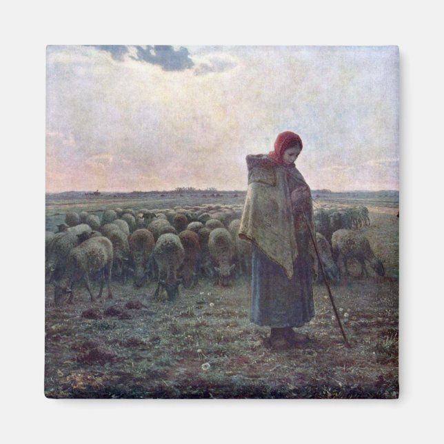 Imán Pastora con su rebaño, Jean-Francois Millet (Frente)