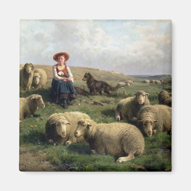 Imán Pastores con oveja en un paisaje (Frente)