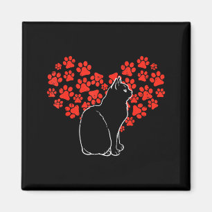 Imán Pata de Gato Negro Corazón Día de San Valentín Ani