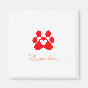 Imán Pata de perro corazón rojo mascota agregar texto n